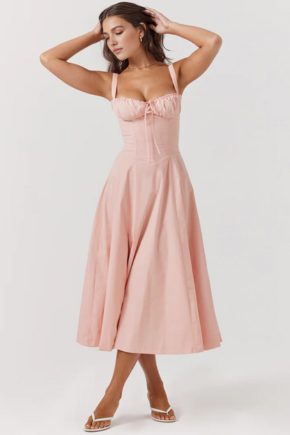 Pink A-Line Midi Dress