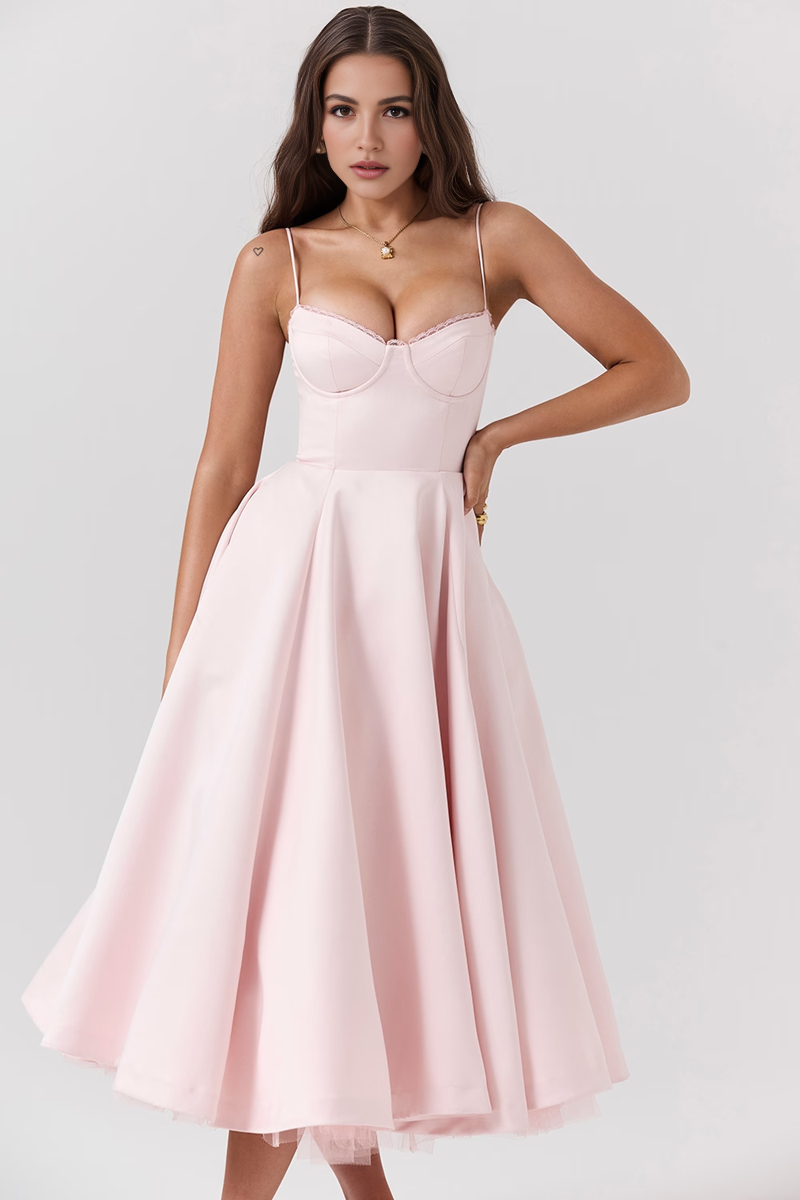 Pink Tulle Midi Dress