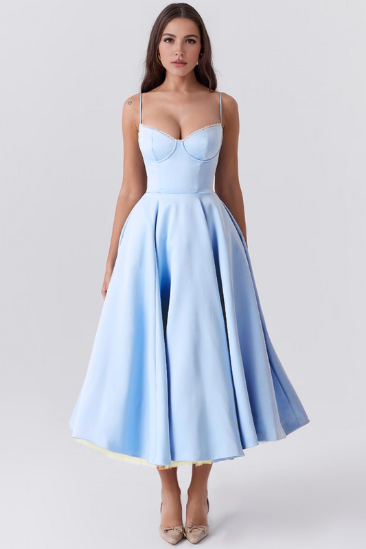 Blue Tulle Midi Dress