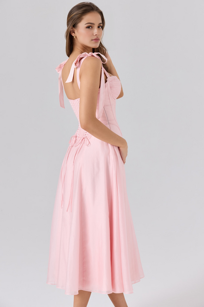 Pink Corset Midi Dress
