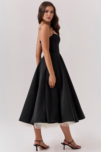 Black Tulle Midi Dress
