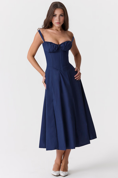 Navy A-Line Midi Dress