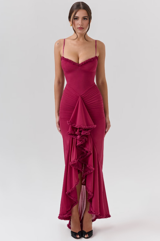 Wine Bodycon Midi Dress