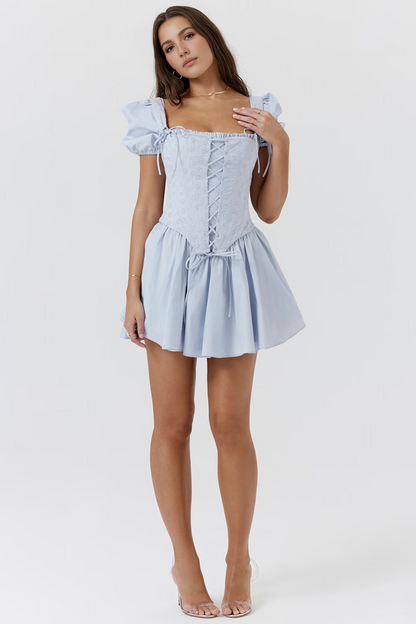 Blue Corset A-Line Mini Dress