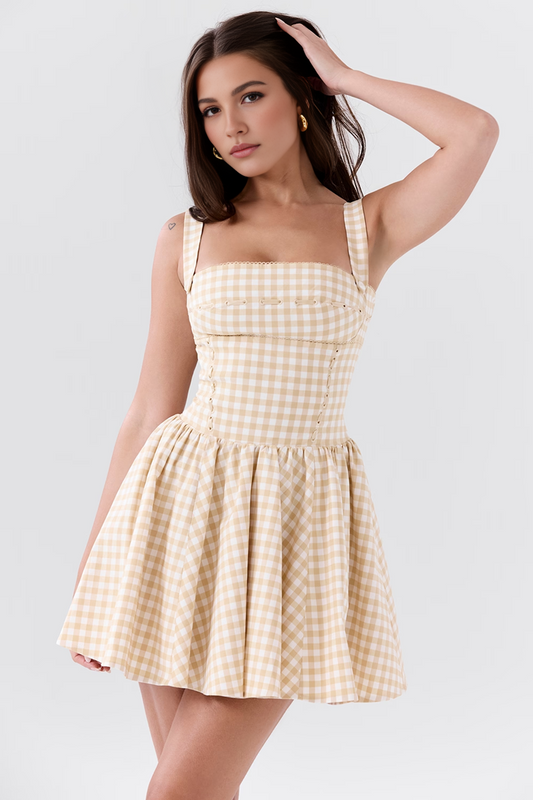 Cream Fit & Flare Mini Dress