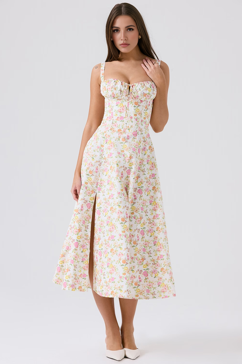 Ivory Slit Midi Sundress