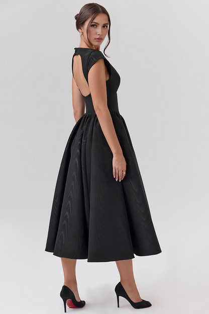 Black Backless Midi Dress