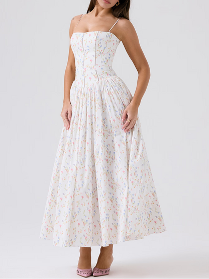 White Floral Midi Dress