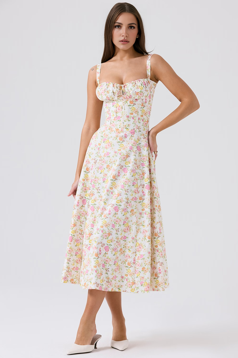 Ivory Slit Midi Sundress