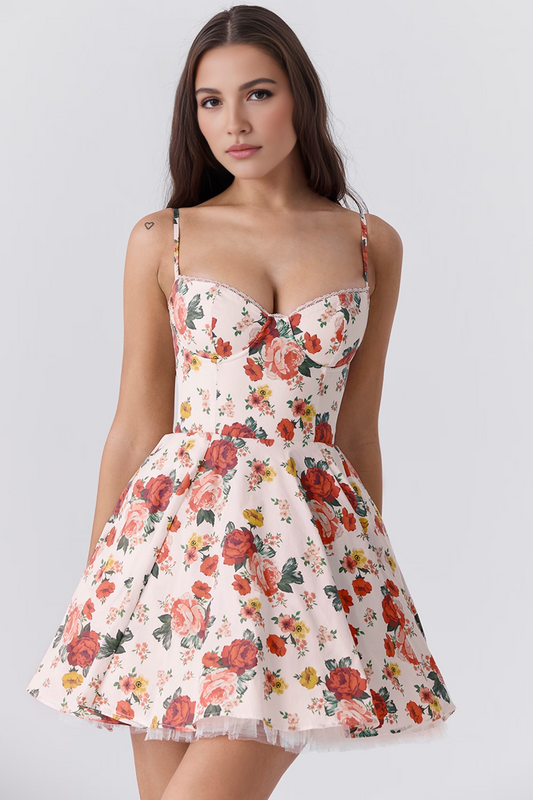 Floral Tulle A-Line Mini Dress