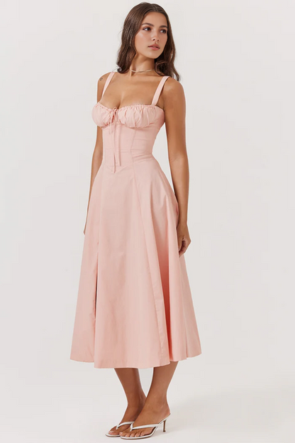 Pink A-Line Midi Dress