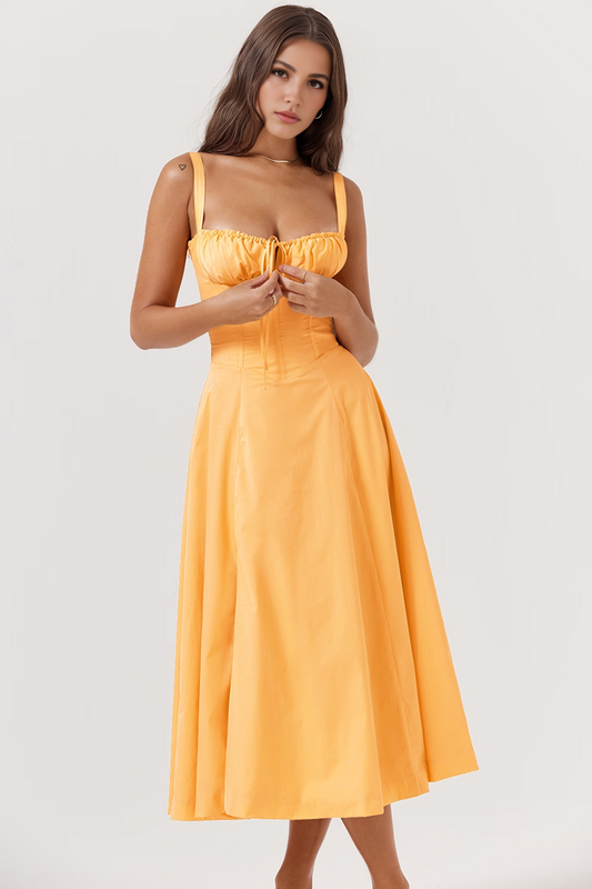 Orange Slit Midi Sundress