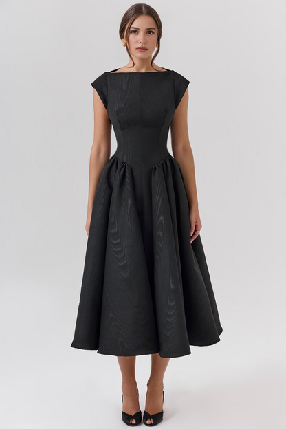 Black Backless Midi Dress