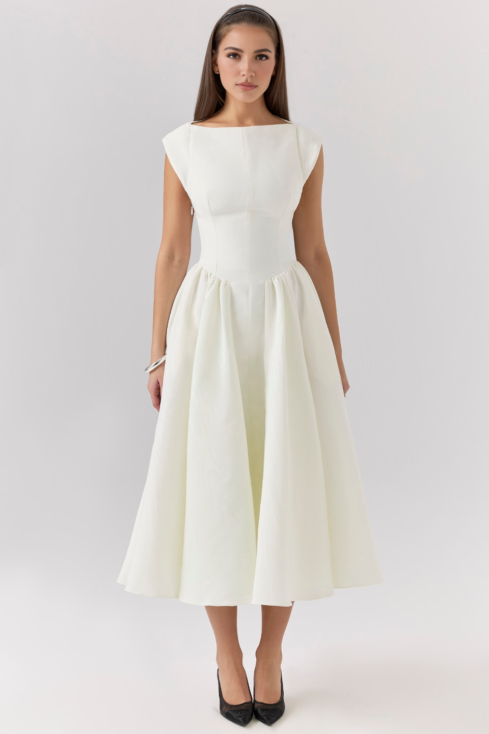 Cream Backless Midi Dress