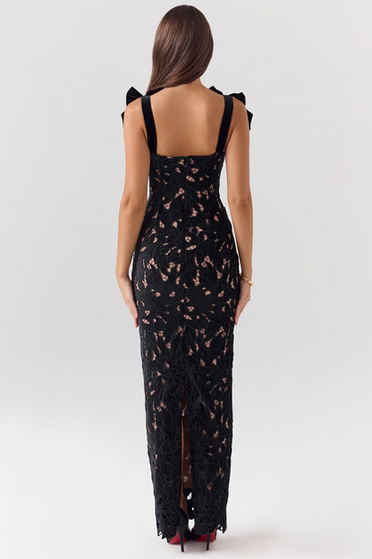 Black Hollow Out Maxi Dress