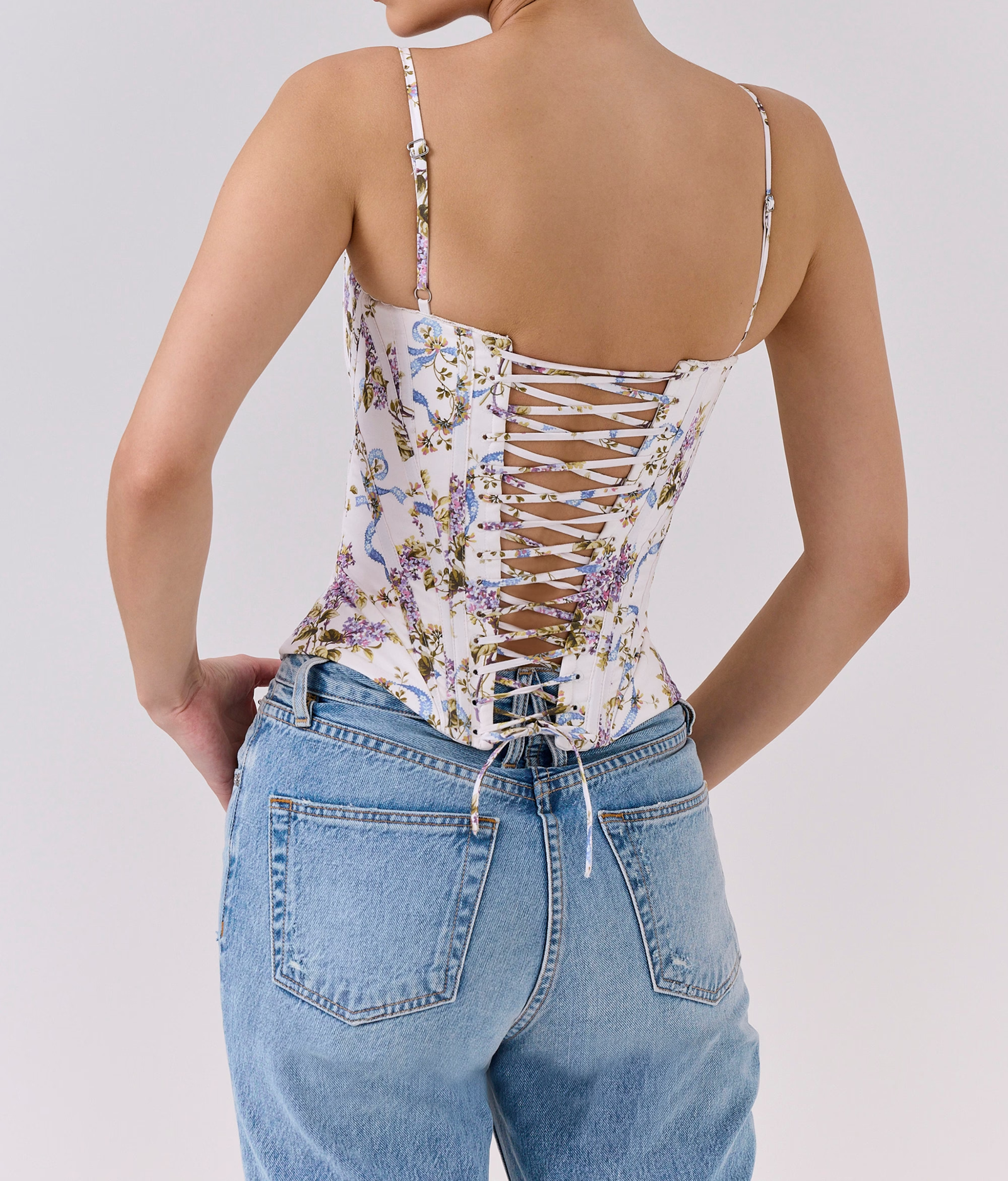 White Floral Corset Top