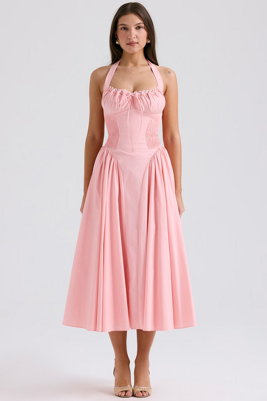 A-Line Halter Midi Dress