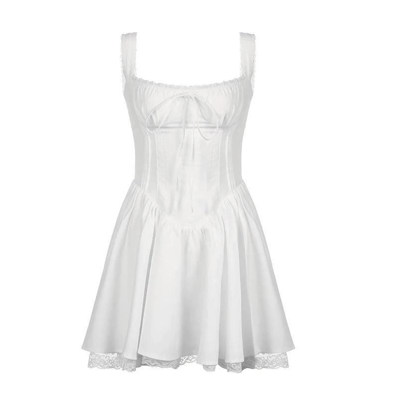 Elegant White Lace Backless Mini Dress