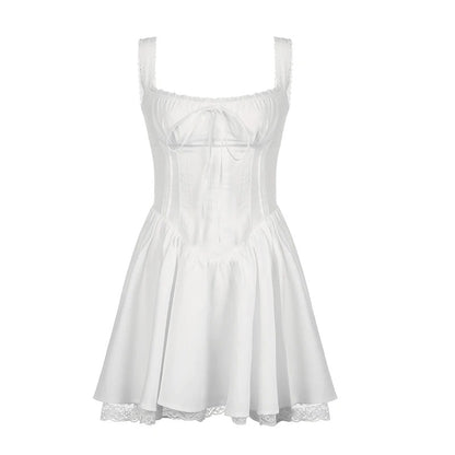 Elegant White Lace Backless Mini Dress